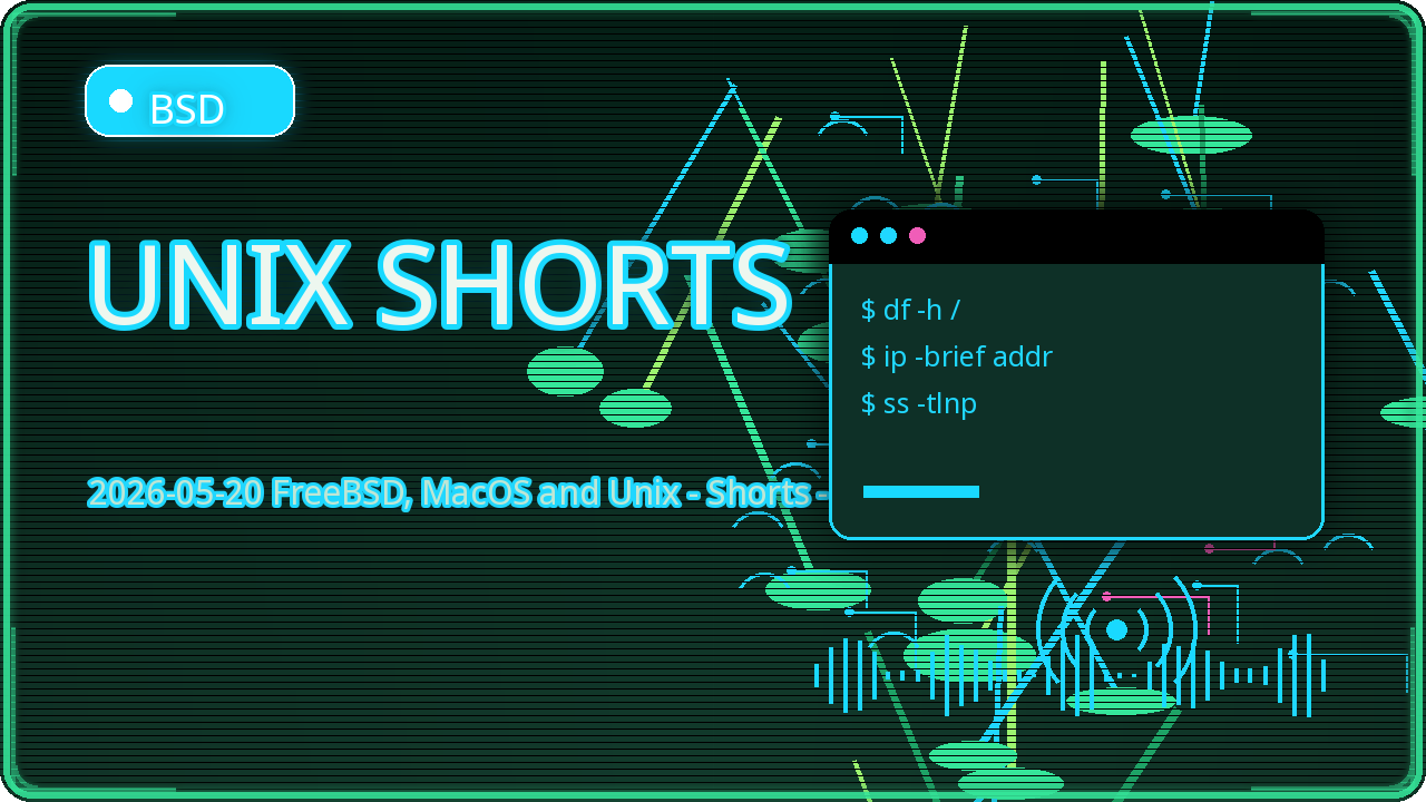 Thumbnail for 2026-05-20 FreeBSD, MacOS and Unix - Shorts - Multi Language